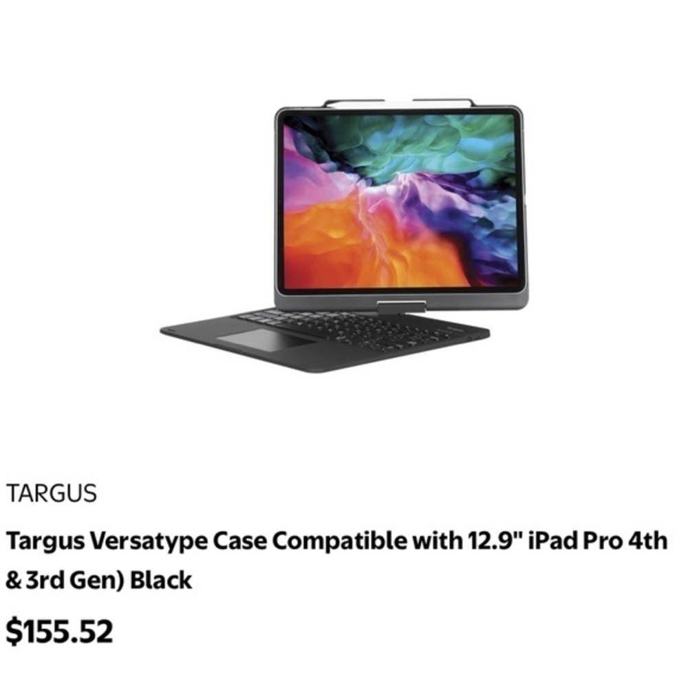NEW Targus Versatype Case Compatible with 12.9" iPad Pro 4th & 3rd Gen) Black